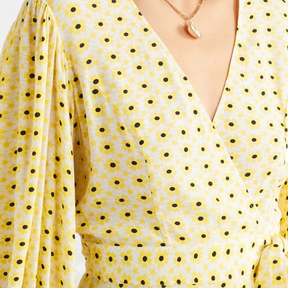 Ganni Floral Print Wrap Blouse Top Sz 36/ 4 - Picture 2 of 6